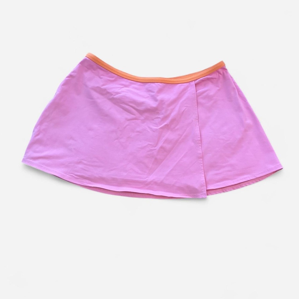 La Blanca Pink low rise Y2K mini skirt w/ orange waistband Size XS Quiet Luxury